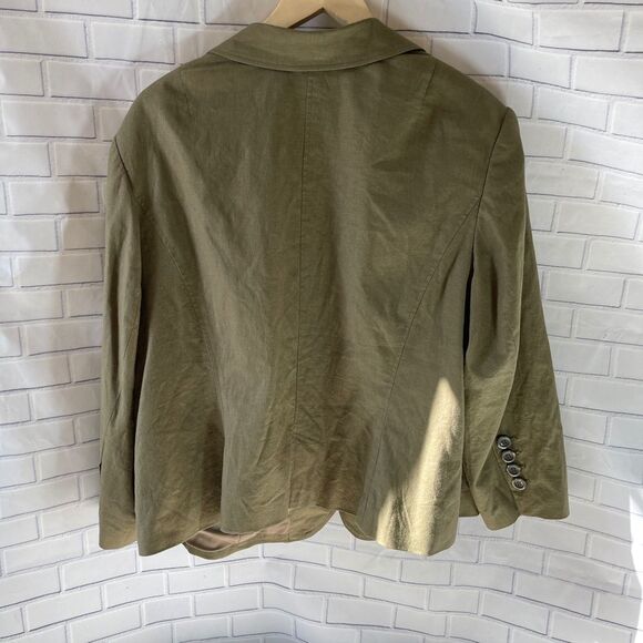 Lane Bryant Khaki Green Linen Blend Blazer Sz 24 - Picture 3 of 4